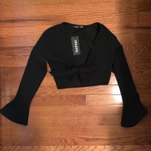 Boohoo tie crop top